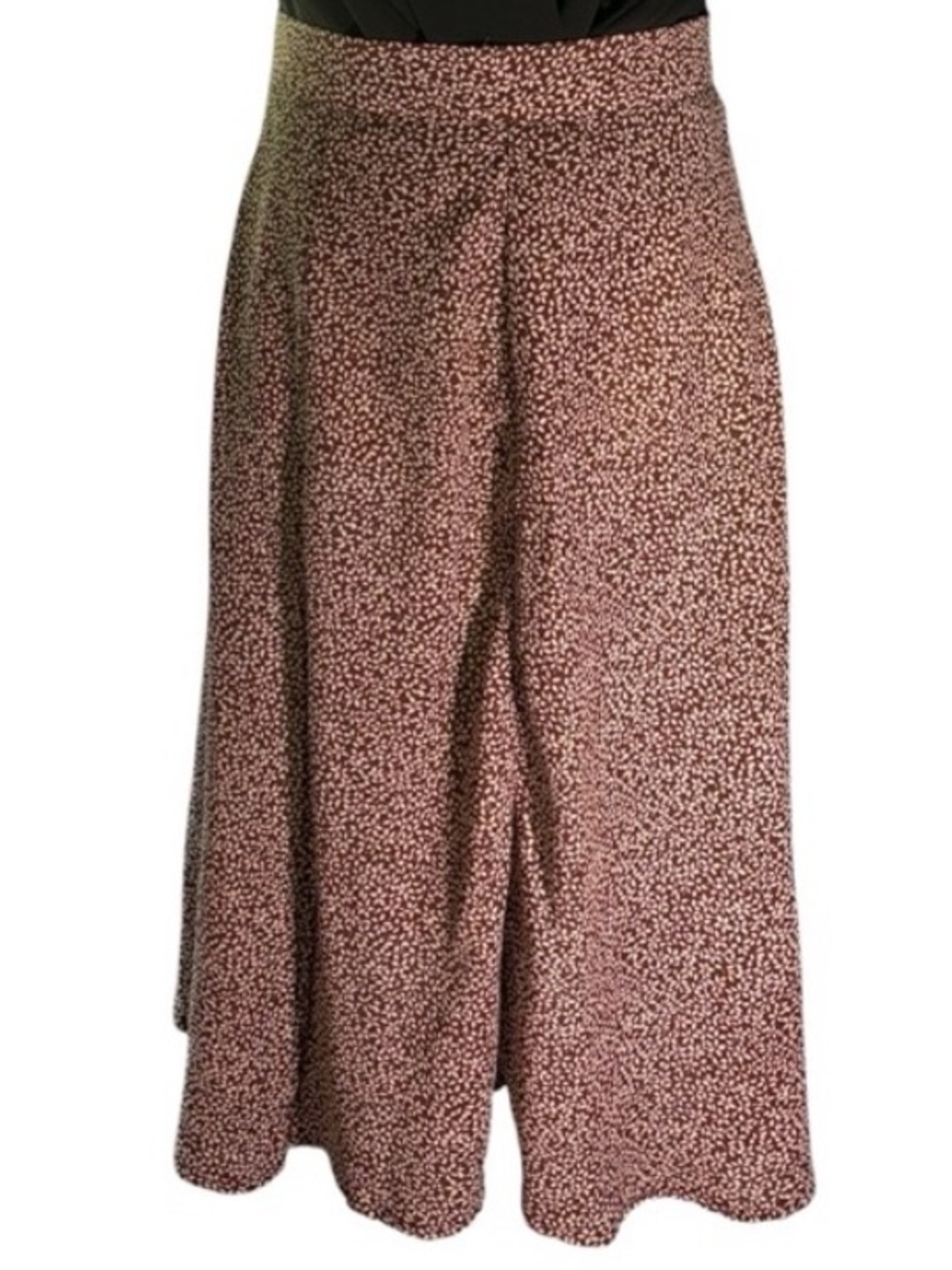 SHEIN Brown Ditsy Floral Midi Skirt | High Waist Slit Flowy Boho